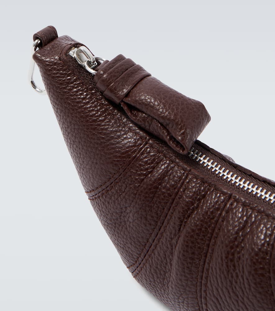 Lemaire Croissant Leather Coin Purse With Strap In Brown