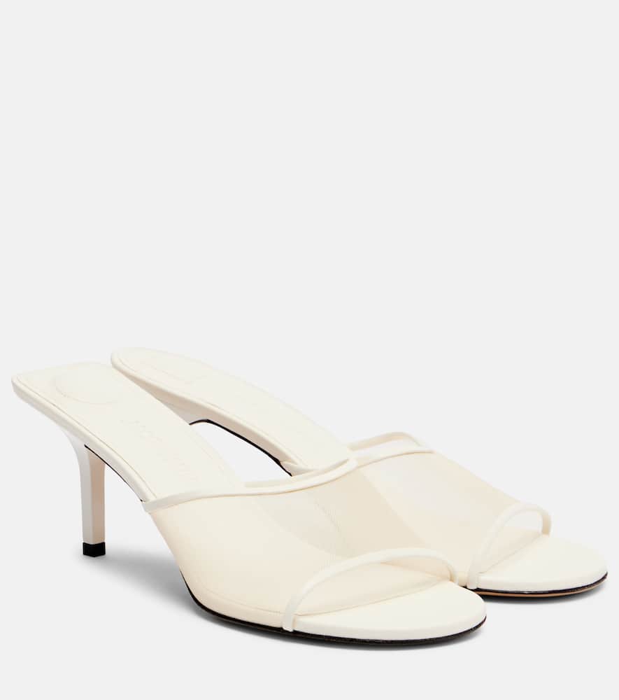 Jacquemus Cubisto Leather-trimmed Mesh Mules In White