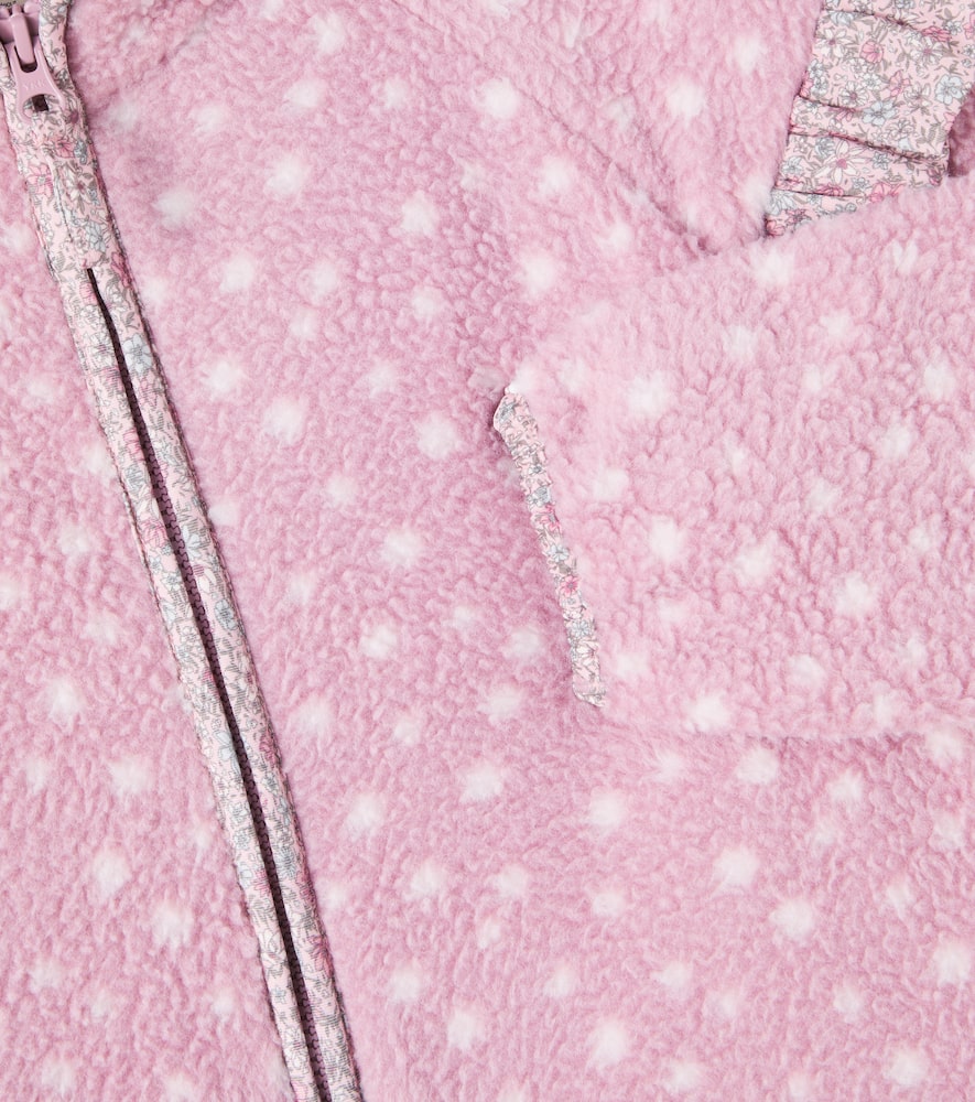 Wheat Ruffled Polka-dot Teddy Jacket In Pink