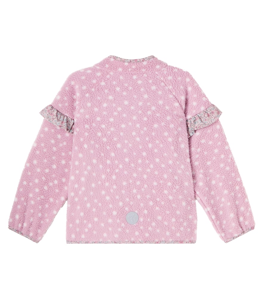 Wheat Ruffled Polka-dot Teddy Jacket In Pink