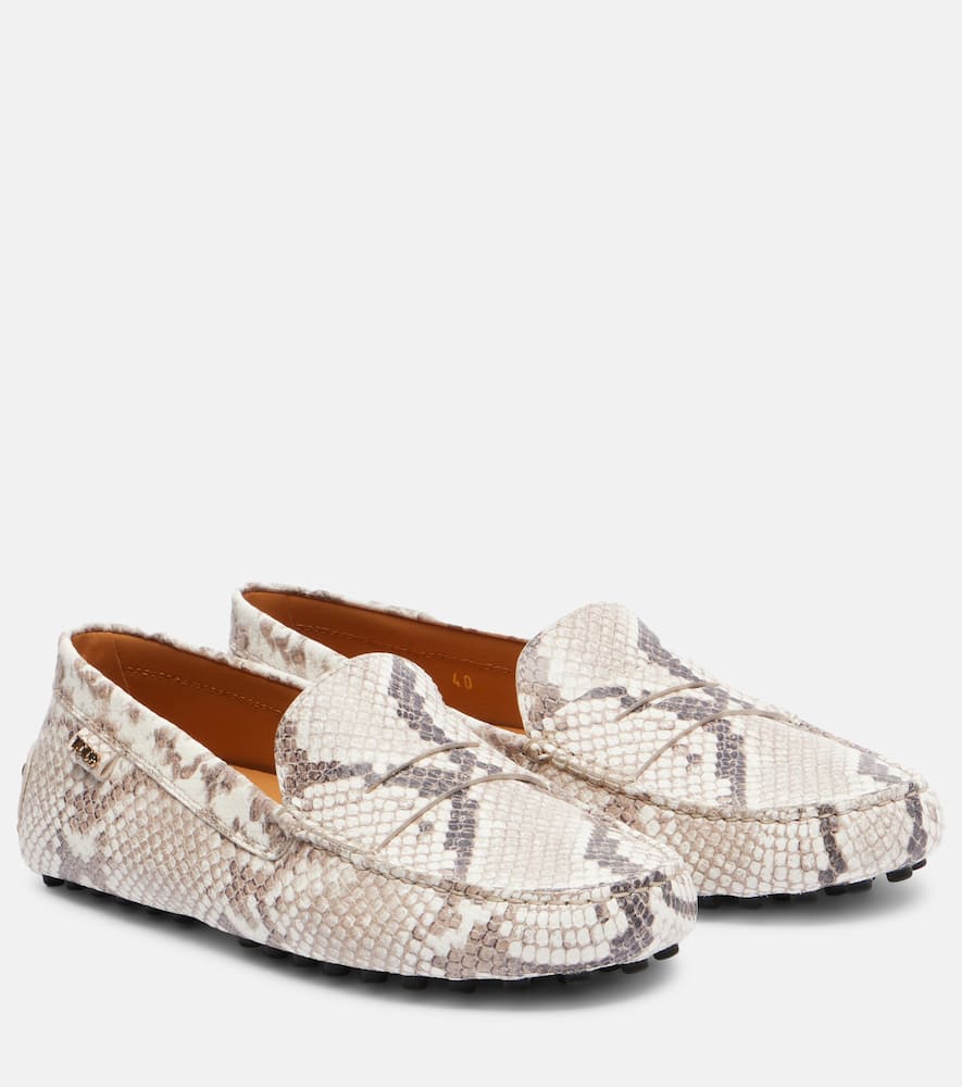 Gommino snake-effect leather driving shoes