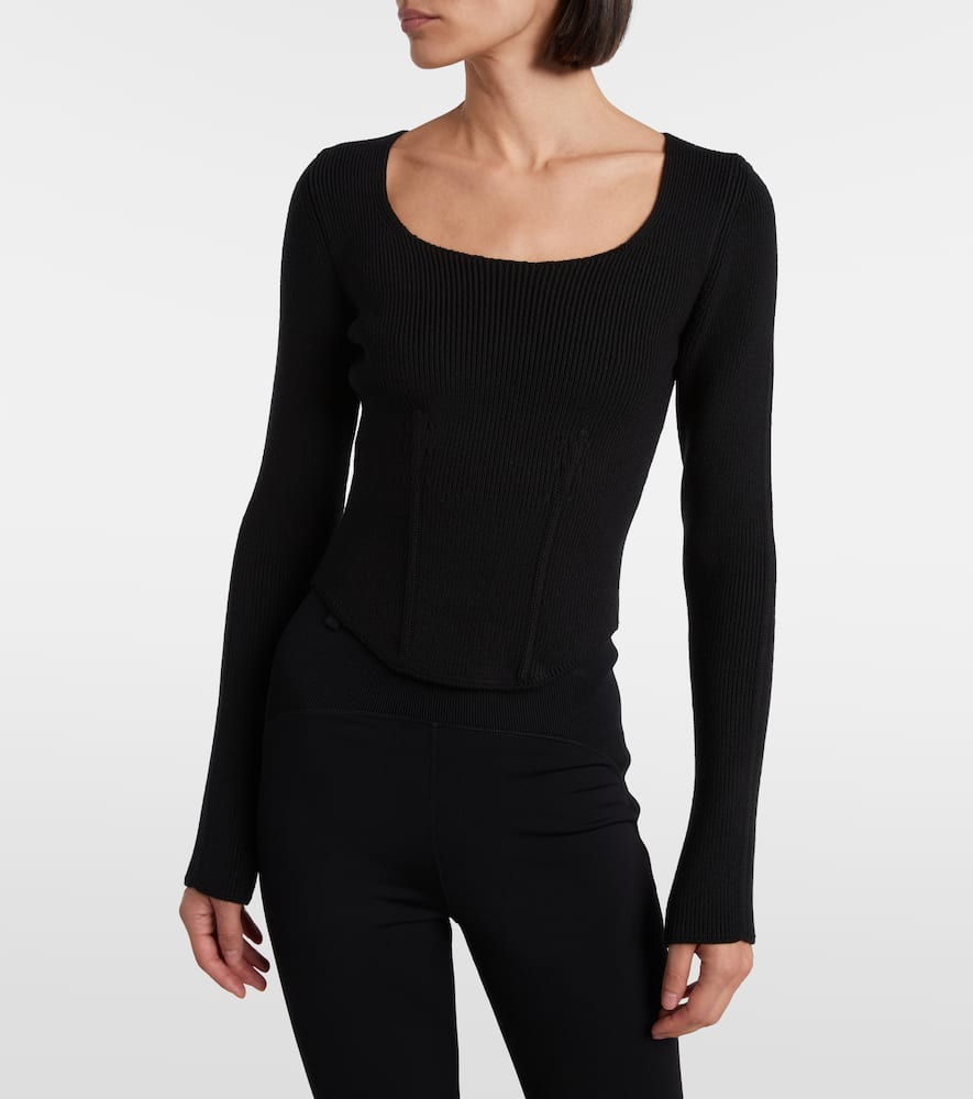 Alaïa Wool-blend Corset In Black