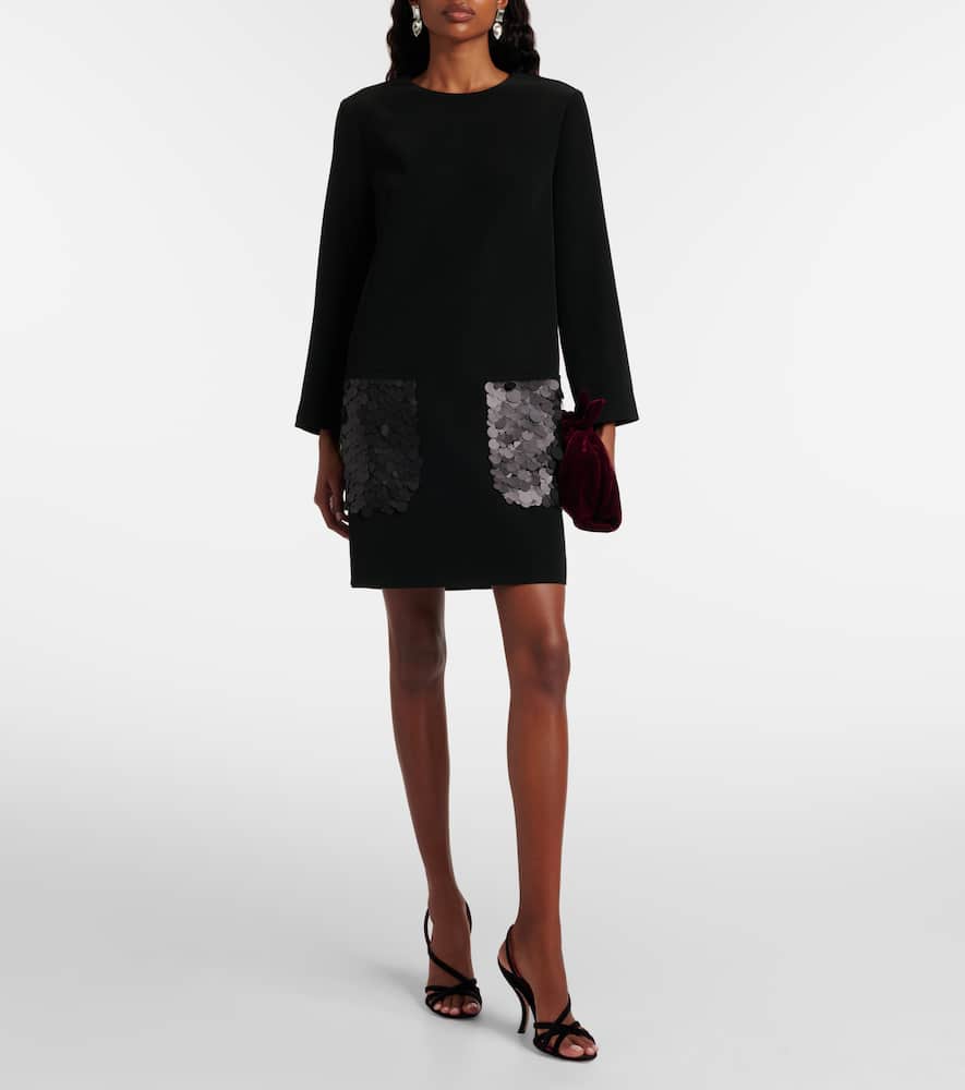 Joseph Bixio Sequined Satin Twill Minidress In Black