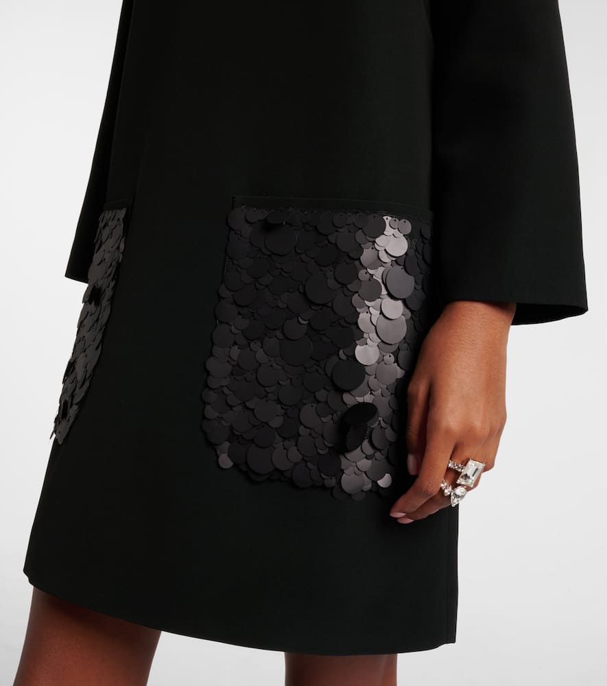 Joseph Bixio Sequined Satin Twill Minidress In Black