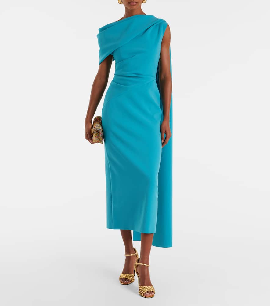 Roksanda Maite Caped Crêpe Midi Dress In Blue