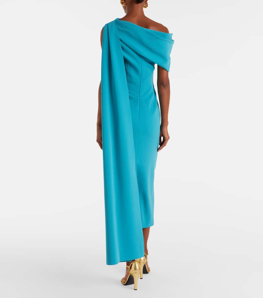 Roksanda Maite Caped Crêpe Midi Dress In Blue