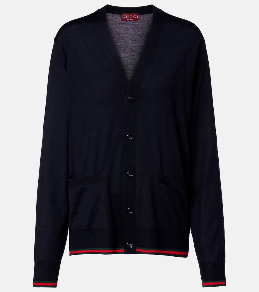 Gucci Web Stripe Wool Cardigan In Multi