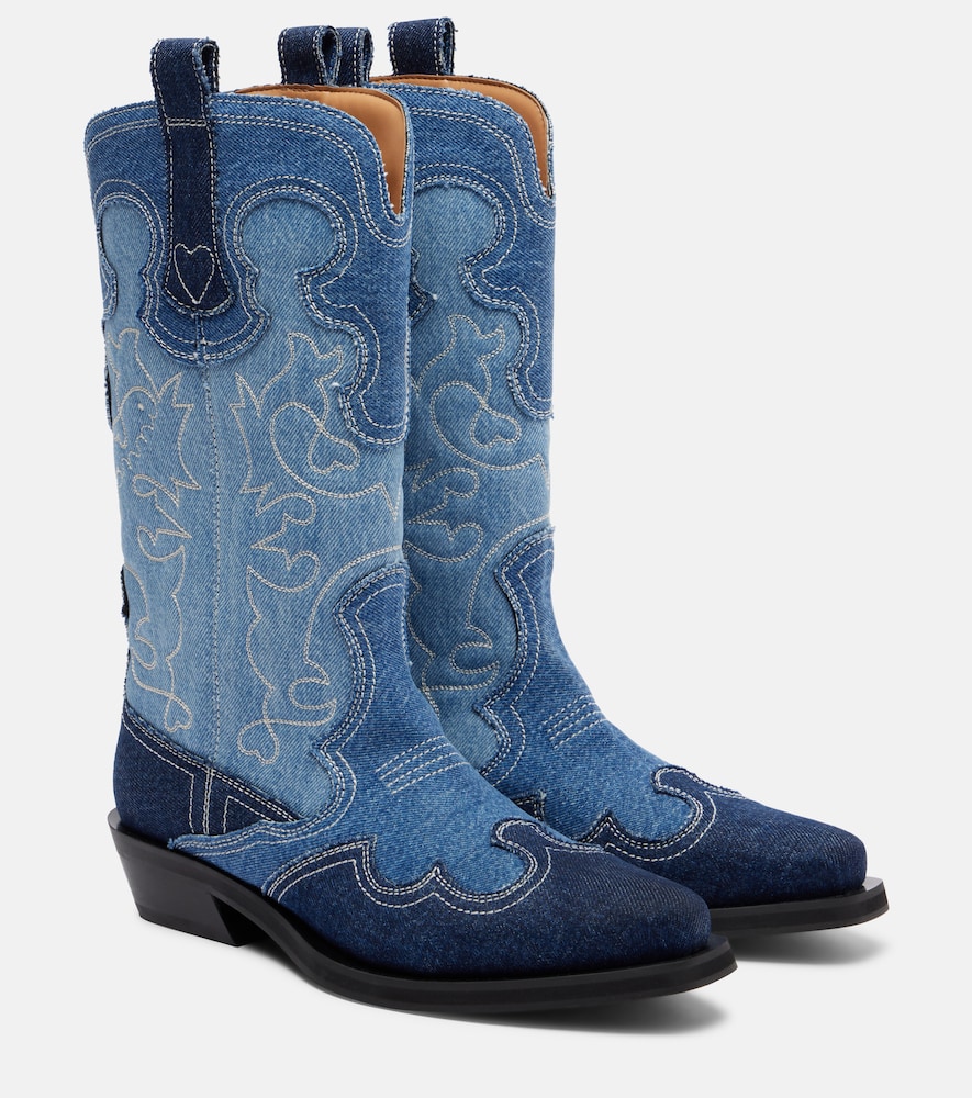 Ganni Stivali da cowboy in denim