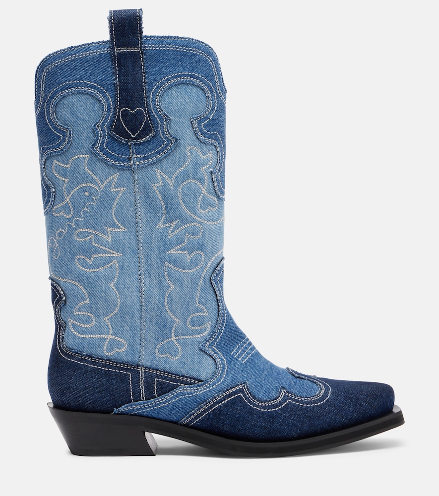  Ganni Ganni Denim Cowboy Boots 