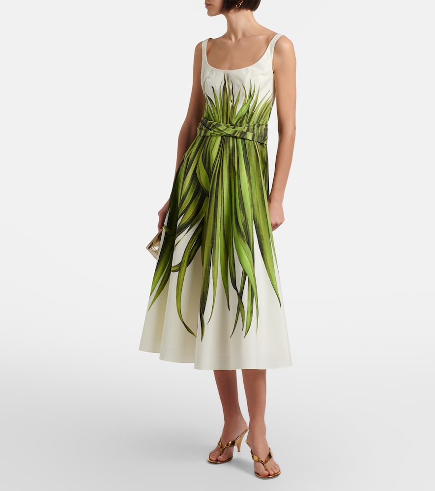 Oscar de la Renta Printed cotton-blend poplin midi dress