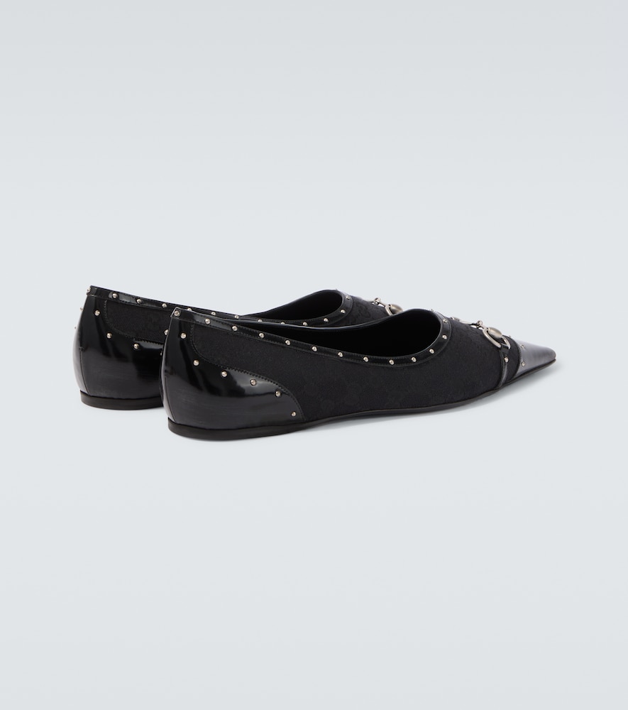  Gucci Gucci Horsebit Gg Canvas Studded Flats 