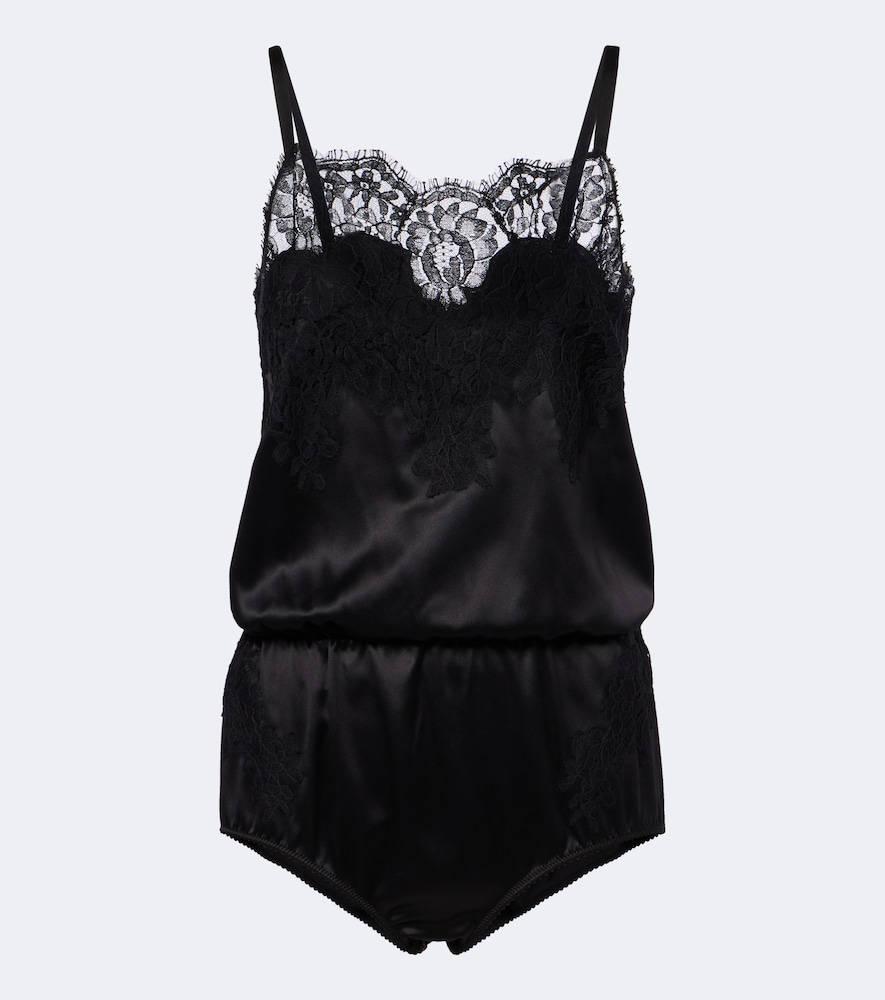 Playsuit aus Satin mit Spitze