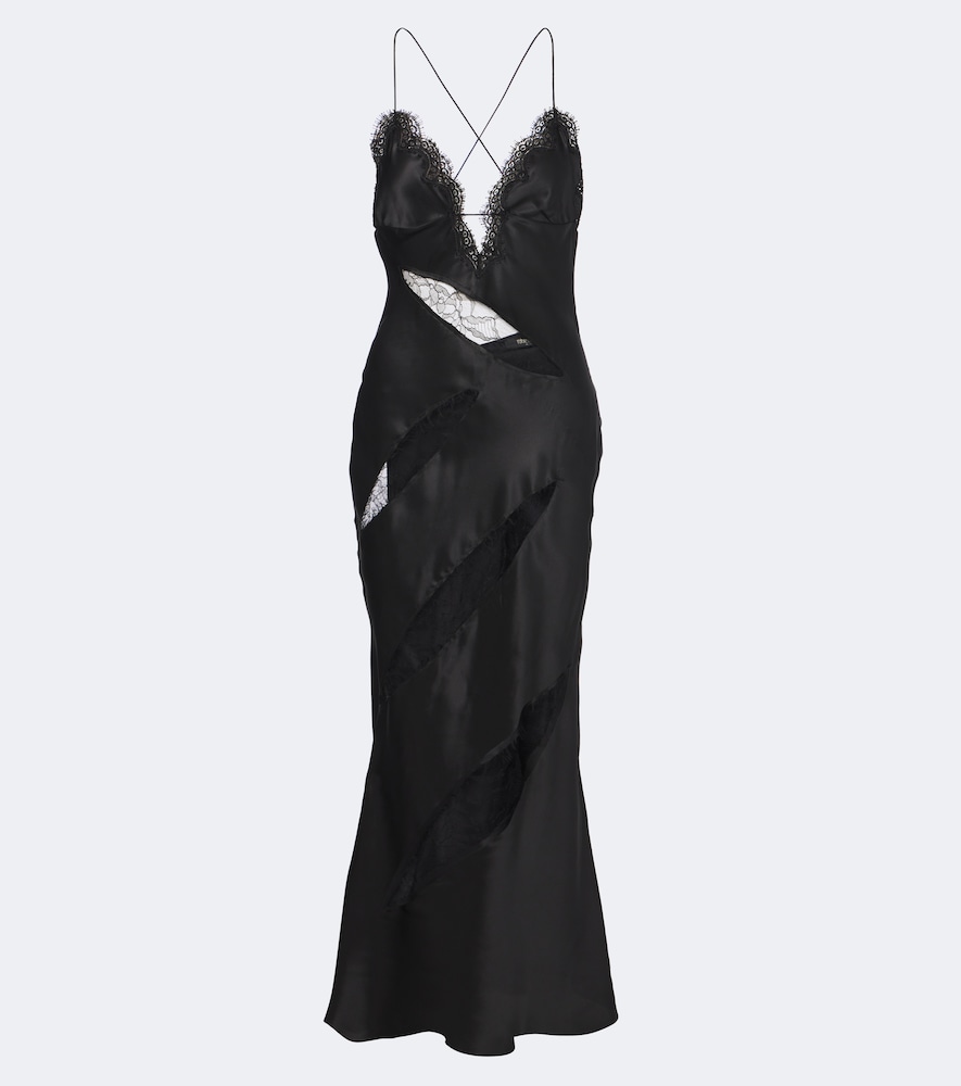 Slipdress aus Seidensatin mit Spitze