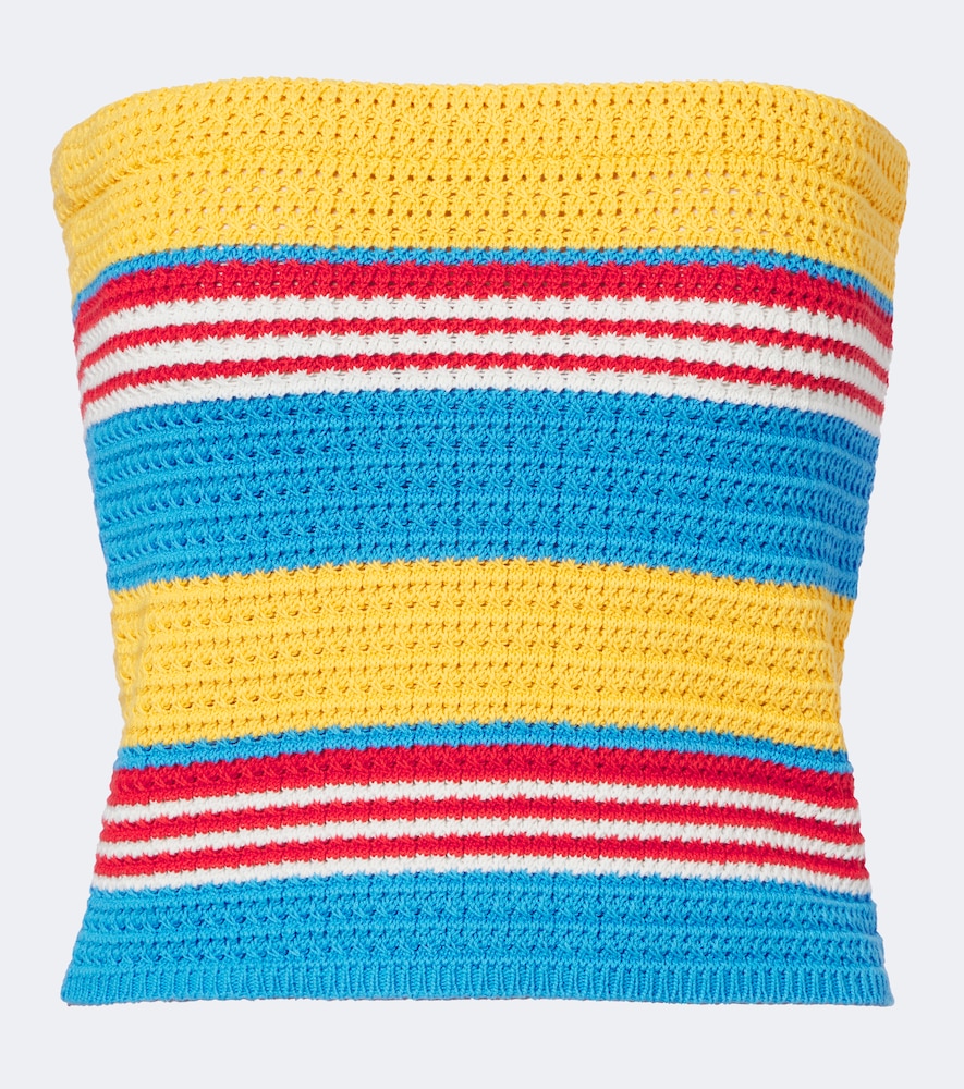 Posse Tammy Striped Cotton Strapless Top In Multi
