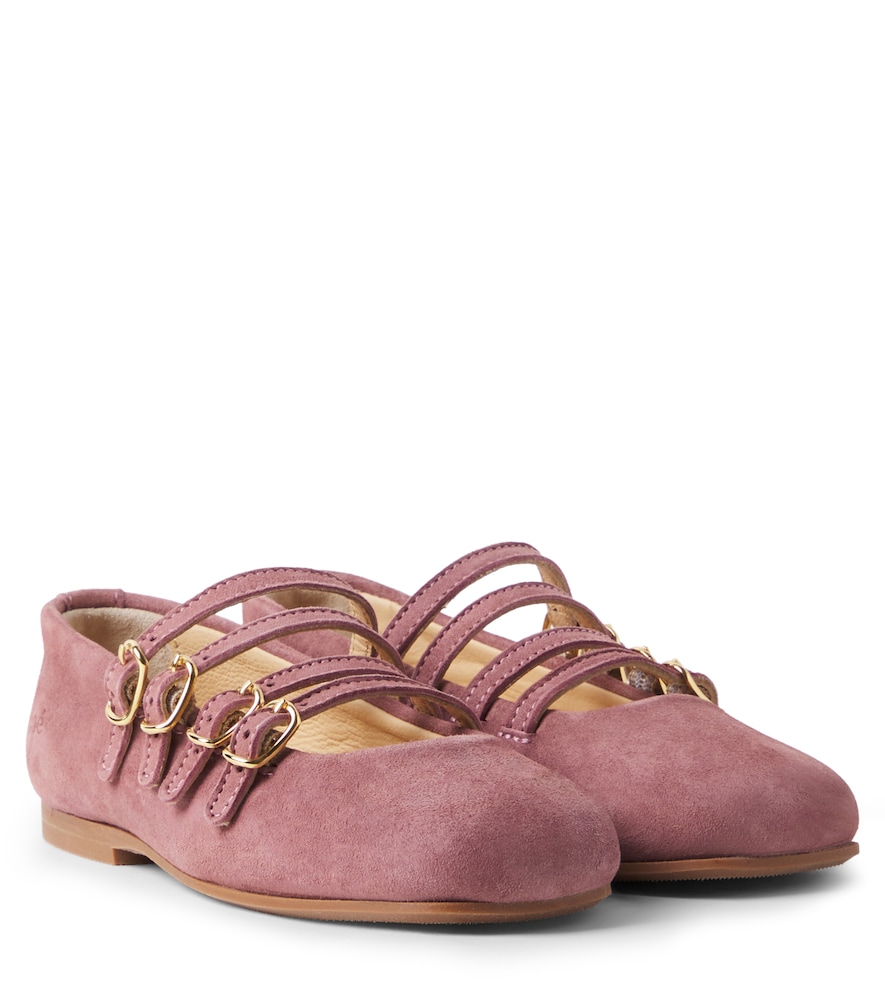 Chloé Kids Ballerinas Mary Jane aus Veloursleder