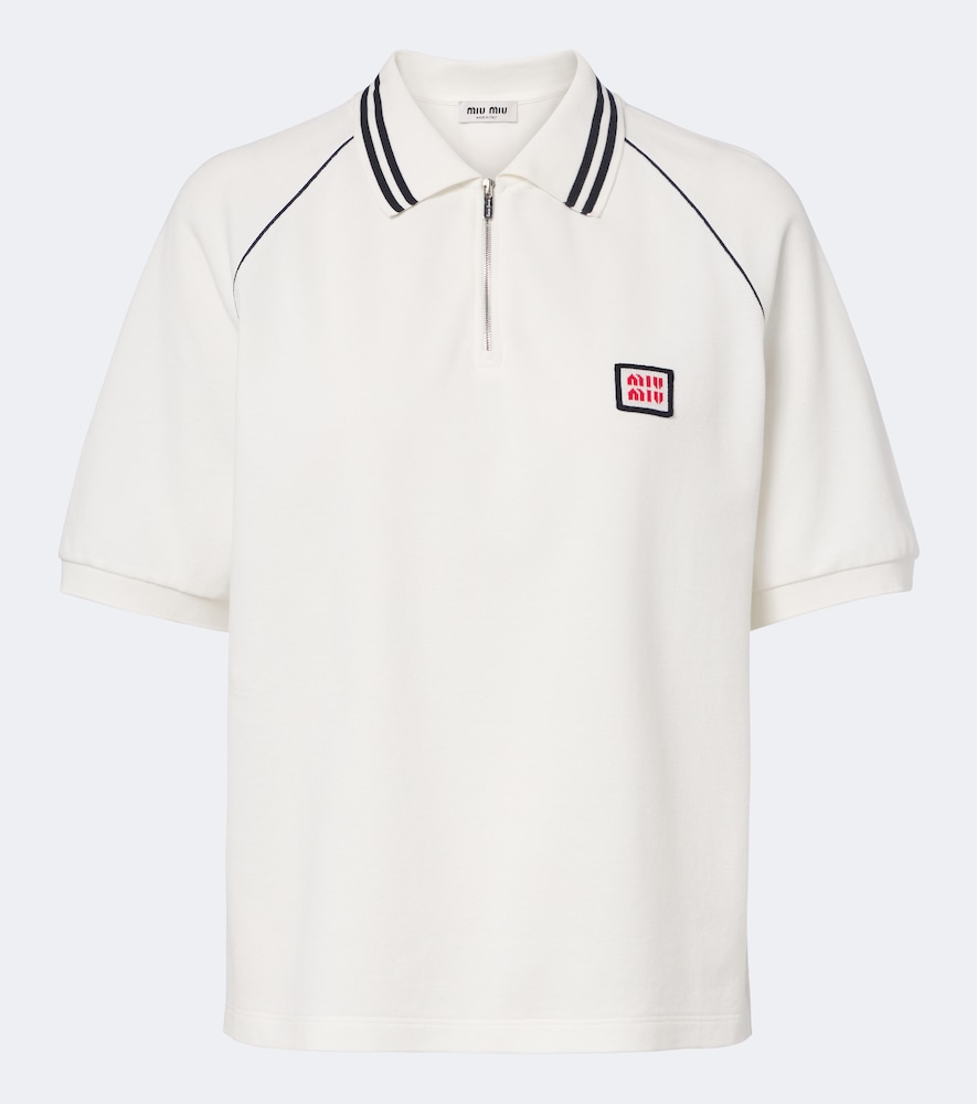 Miu Miu Cotton Piqué Polo Shirt In White