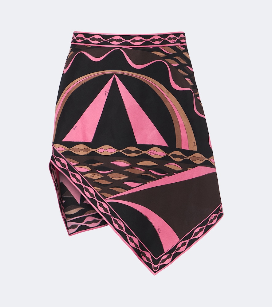 Pucci Dune Asymmetric Silk Twill Miniskirt