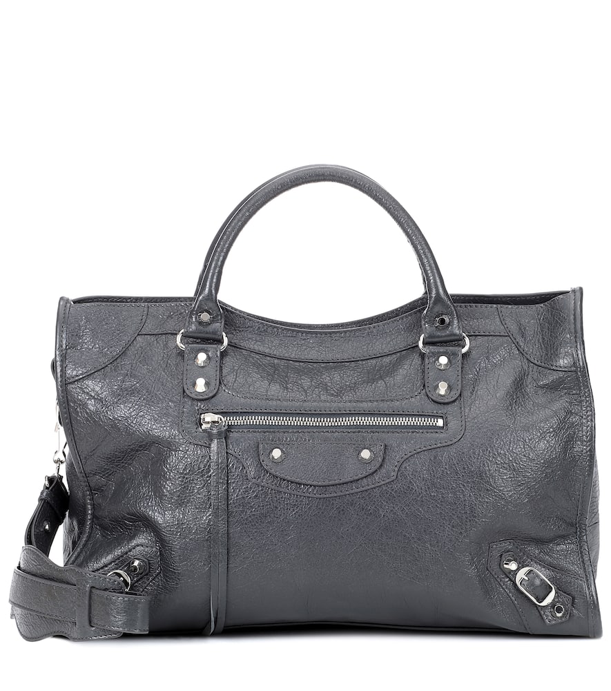 Click to view more detailed imagery on our partner's website Balenciaga Classic City Aj Logo Strap Leather Tote In Grey