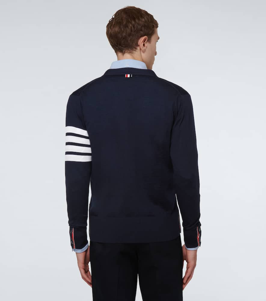 Shop Thom Browne 4-bar Wool Cardigan In Blue