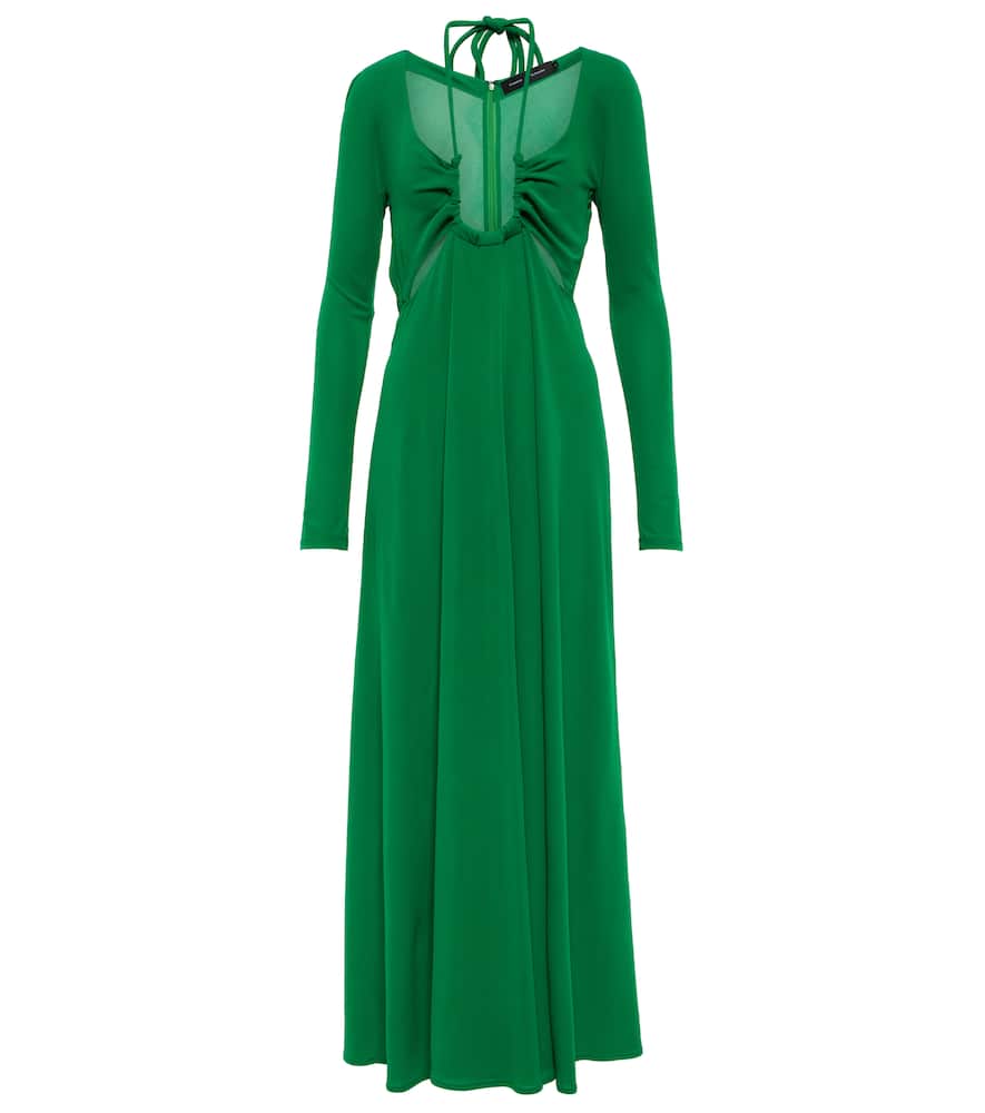 Proenza Schouler Halter Neck Long Sleeve Matte Jersey Maxi Dress In Green