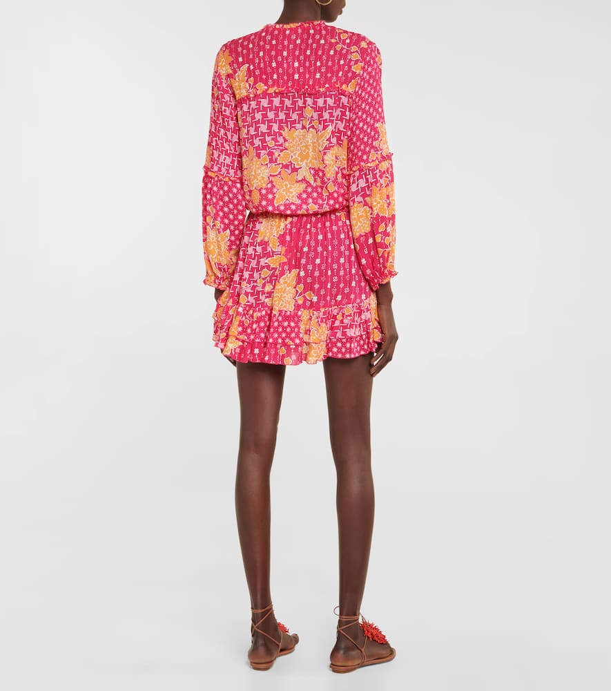 Poupette St Barth Ilona Printed Minidress In Fuschia Edelweiss