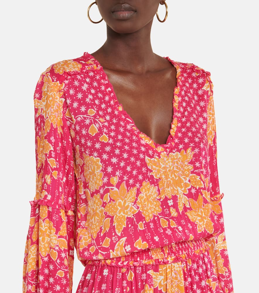 Poupette St Barth Ilona Printed Minidress In Fuschia Edelweiss