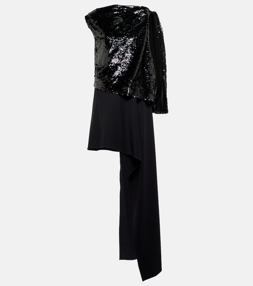 Jw Anderson Asymmetric Sequinned Mini Dress In Black