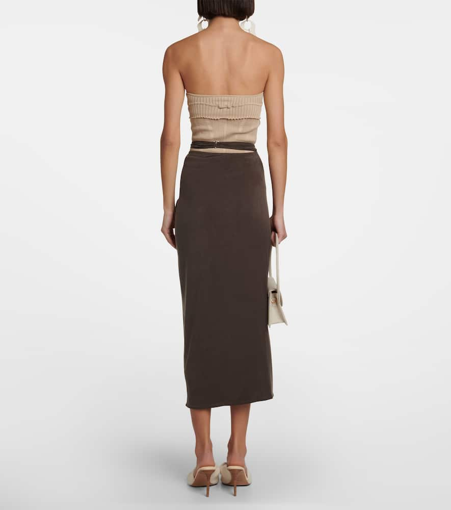 Shop Jacquemus La Jupe Espelho Midi Skirt In Brown