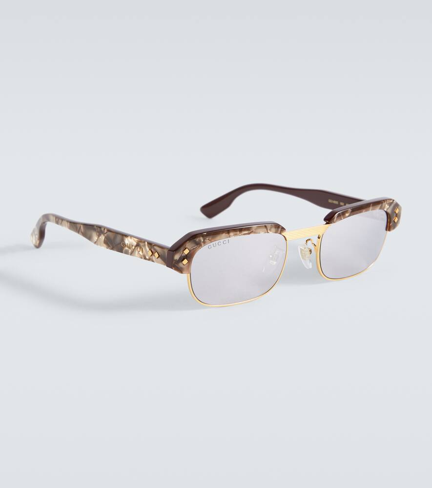 Shop Gucci Rectangular Sunglasses In Brown