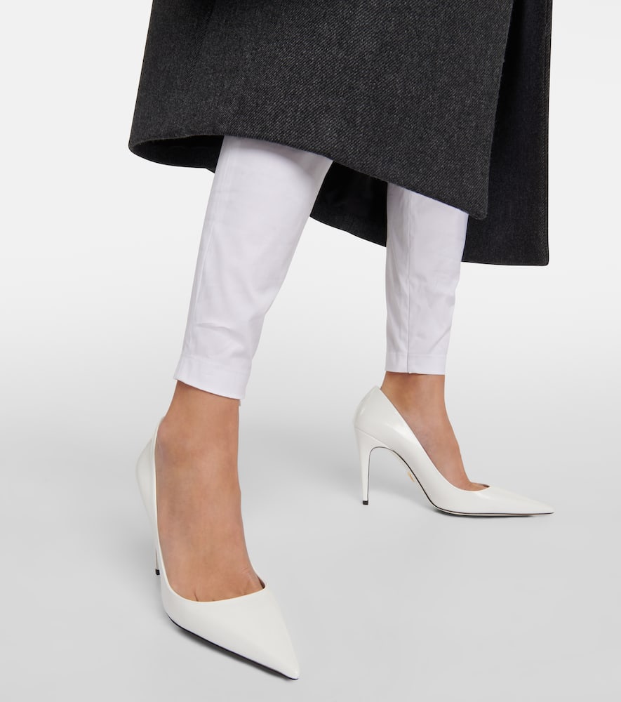 Prada Leather Pumps With Pointed Toe And Stiletto Heel In White