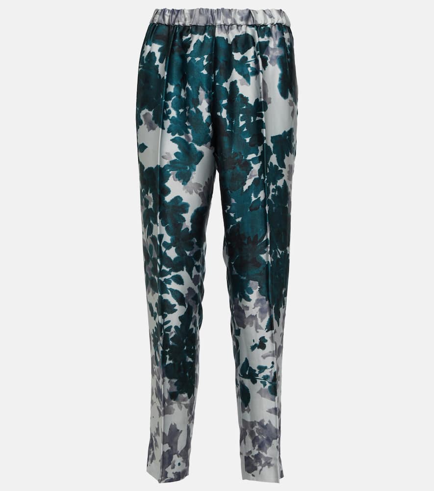 Dries Van Noten Printed tapered satin pants