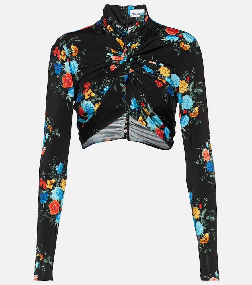 Floral jersey crop top