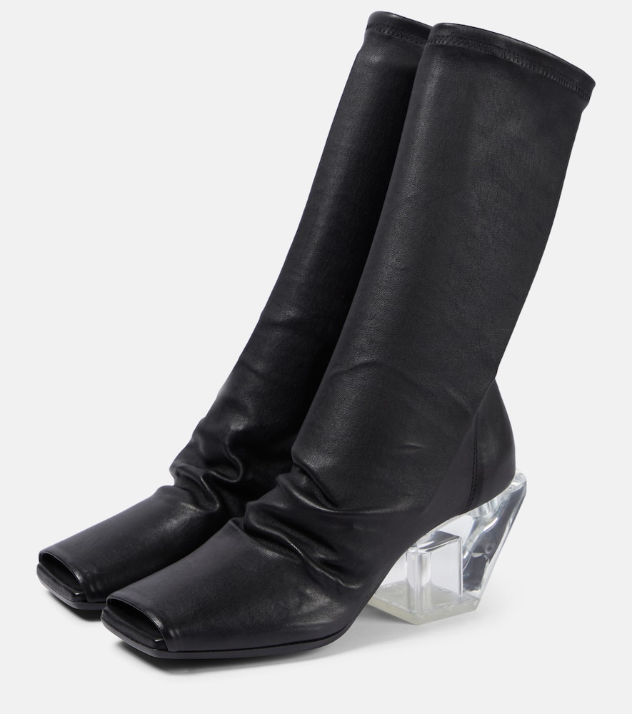 Shop Rick Owens Stretch Leather Ankle Boots In Black/clear