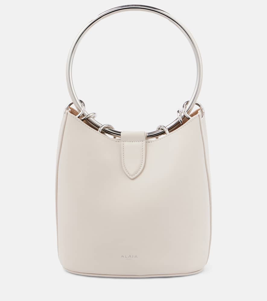 Alaïa Ring Medium Ivory Leather Bucket Bag In White
