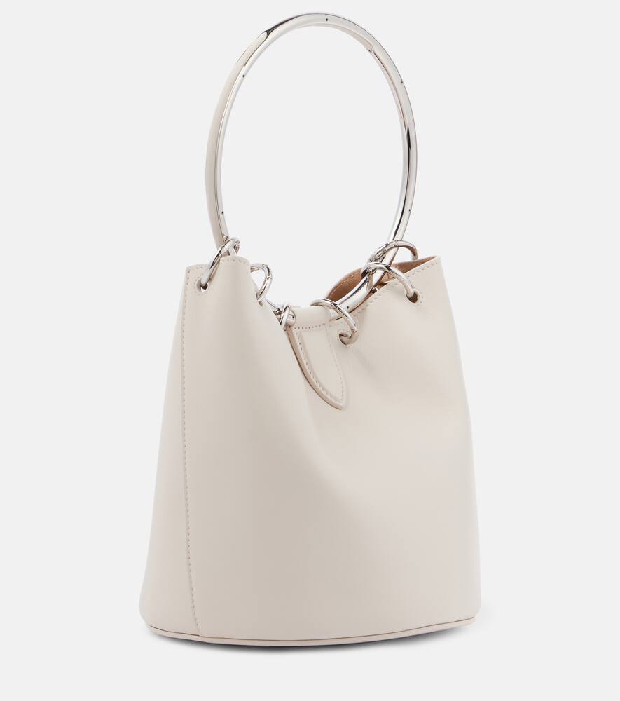 Shop Alaïa Ring Medium Leather Bucket Bag In White