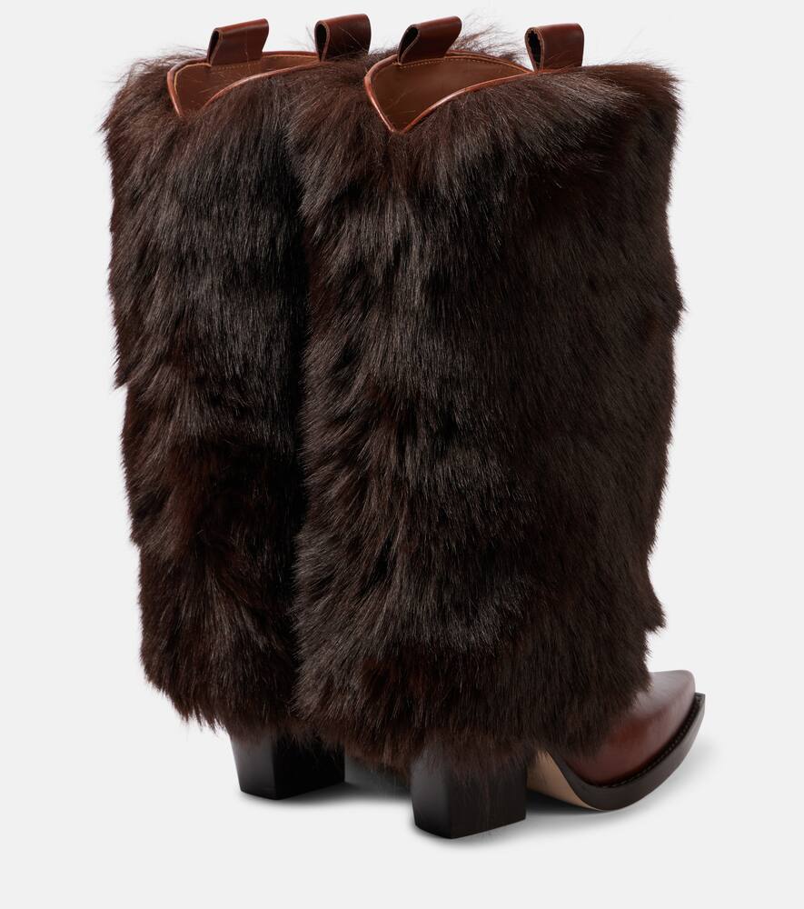 Paris Texas Faux Fur Knee-high Boots In Brown