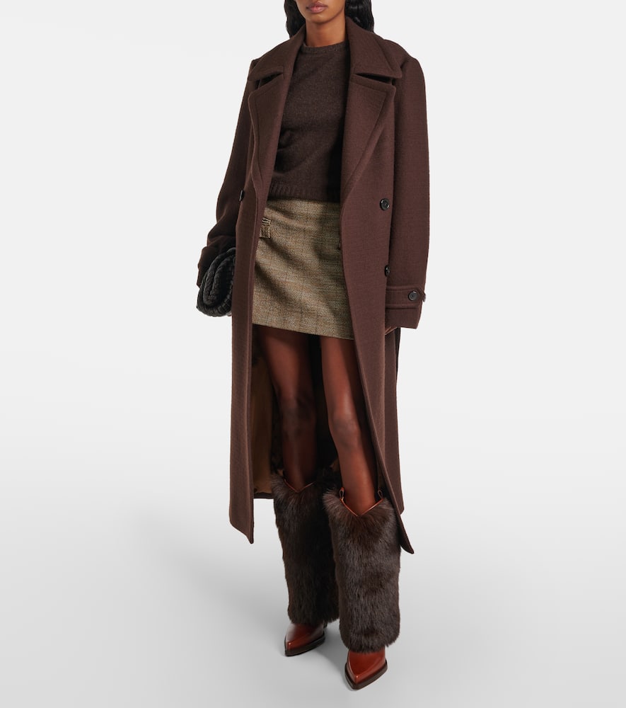 Paris Texas Faux Fur Knee-high Boots In Brown