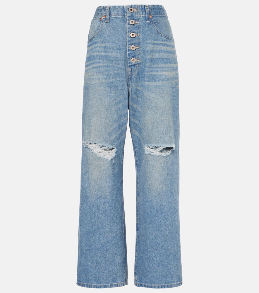 Cutout wide-leg jeans