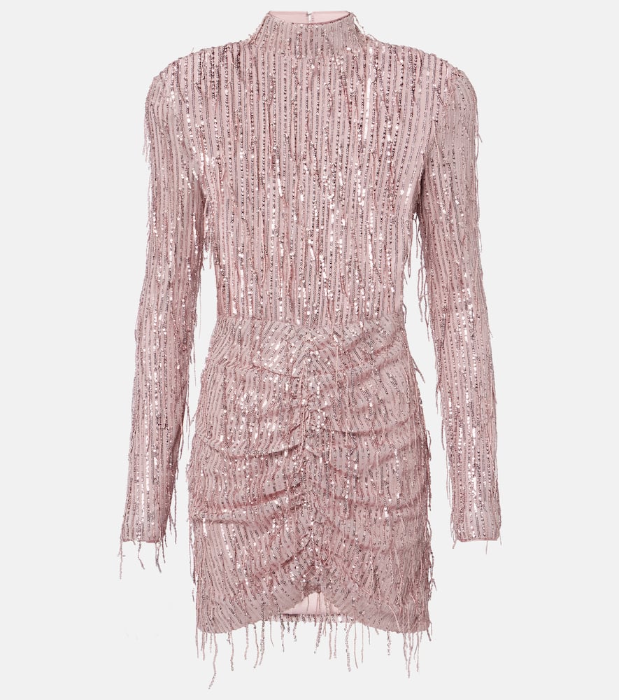 Fringed ruched lurex cocktail dress