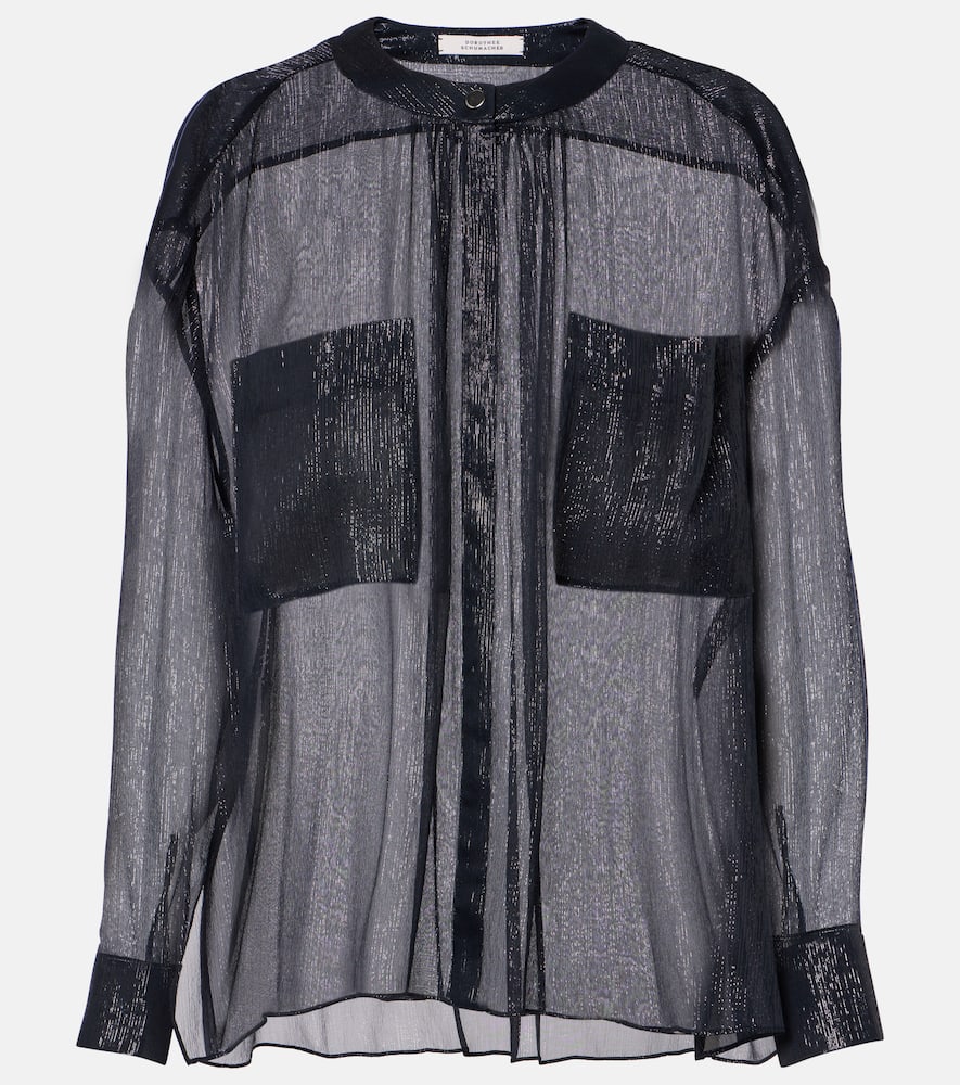 Silk-blend lamé shirt