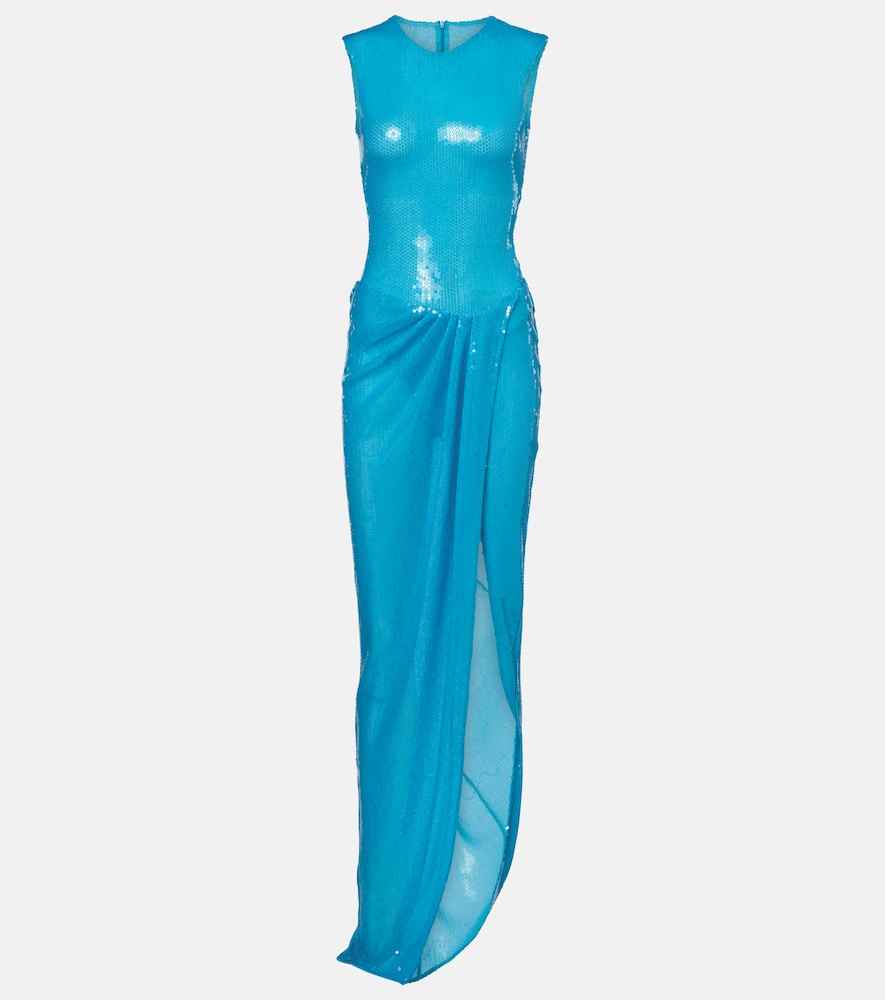 Asymmetric sequined gown
