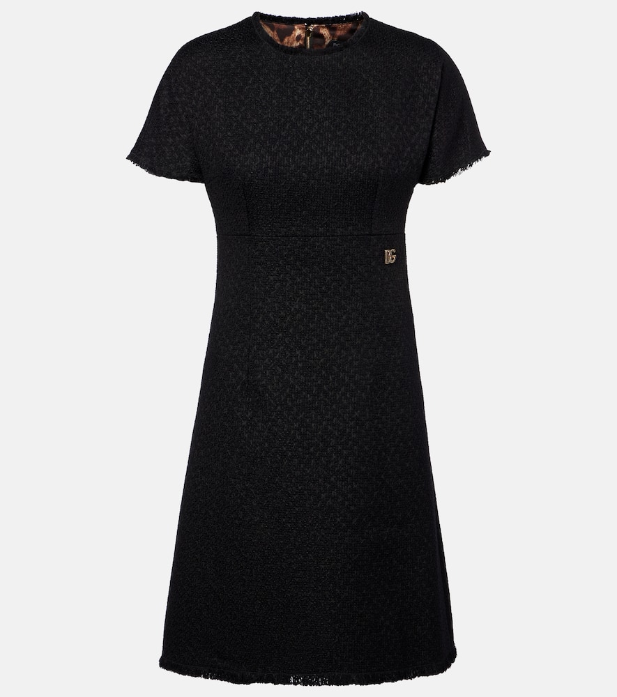 Dolce & Gabbana Midi Black Dress With Dg Detail In Black