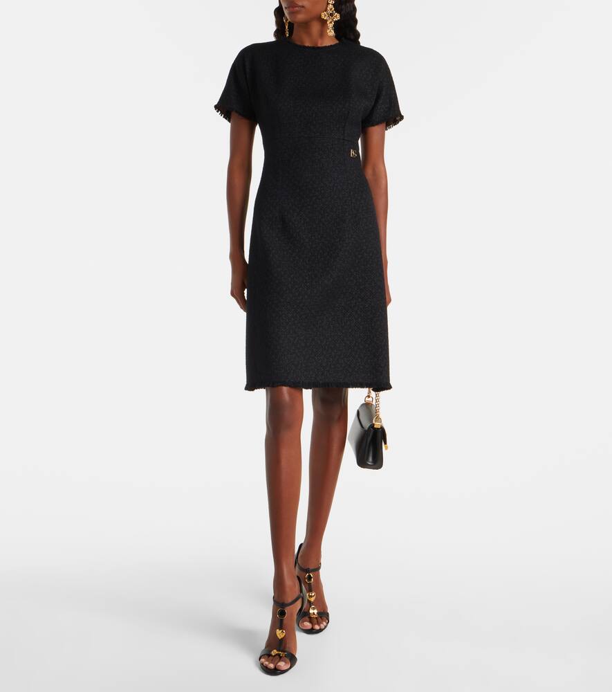 Dolce & Gabbana Midi Black Dress With Dg Detail In Black
