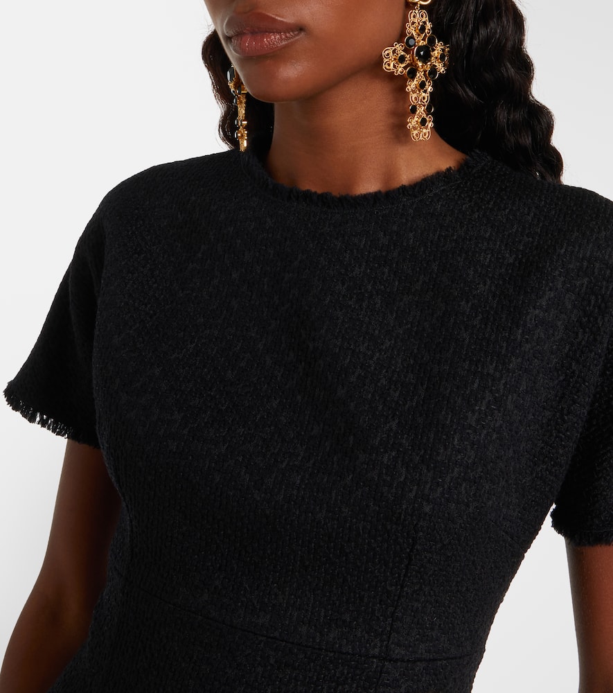Dolce & Gabbana Midi Black Dress With Dg Detail In Black