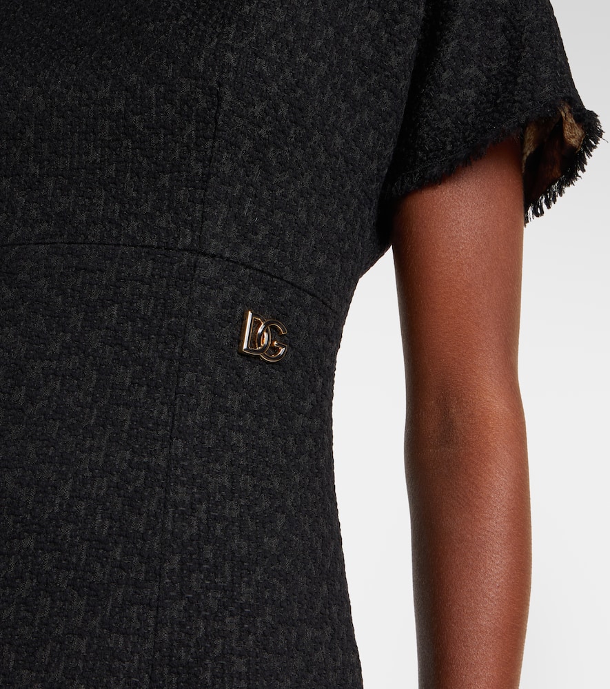 Dolce & Gabbana Midi Black Dress With Dg Detail In Black