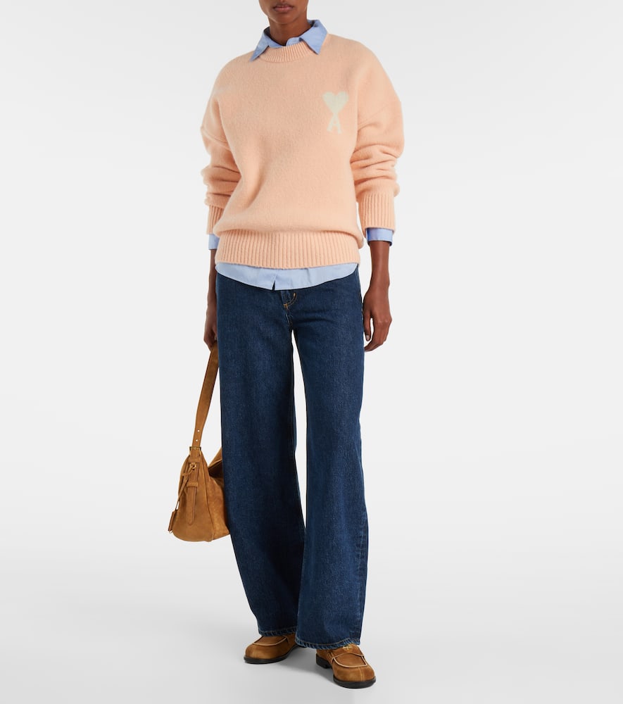 Ami Alexandre Mattiussi Ami De Caur Alpaca And Wool-blend Sweater In Pink