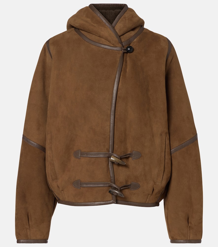 Amiel leather-trimmed suede jacket