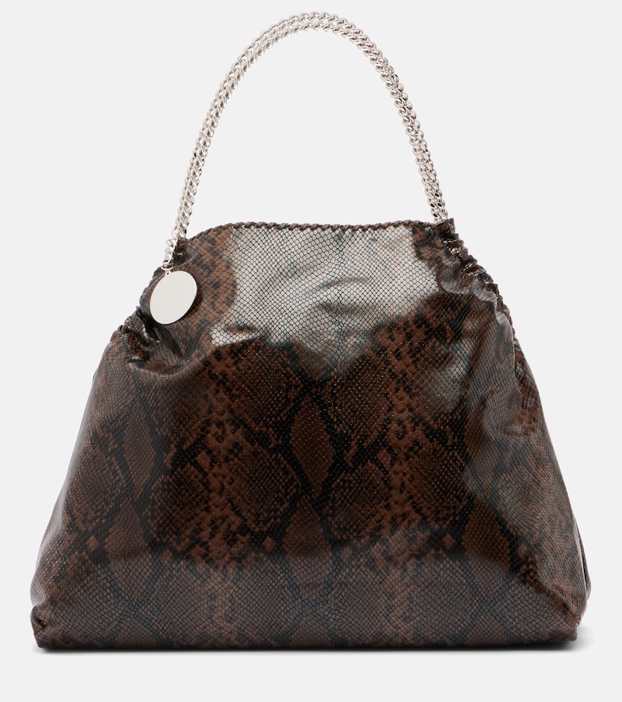 Stella Mccartney Snake-effect Faux Leather Tote Bag In Brown