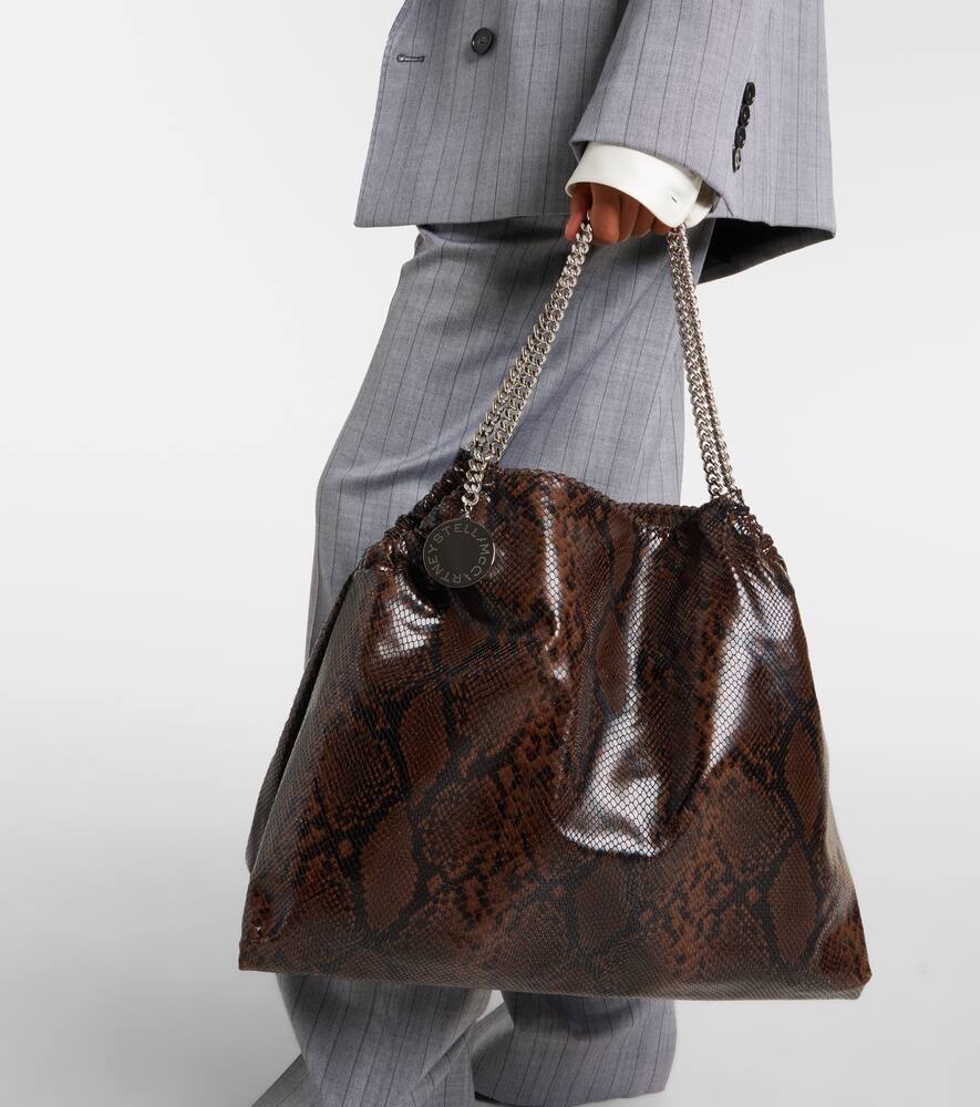 Stella Mccartney Snake-effect Faux Leather Tote Bag In Brown