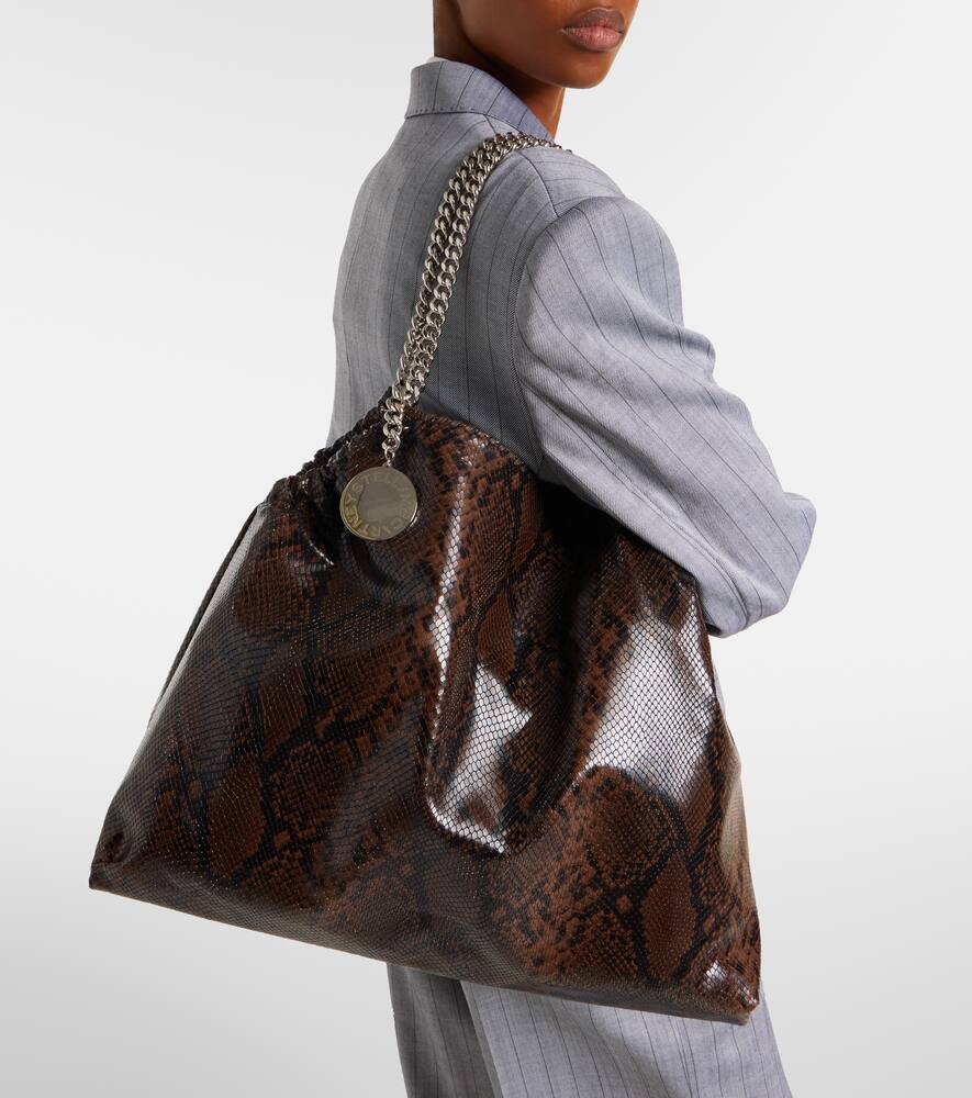 Stella Mccartney Snake-effect Faux Leather Tote Bag In Brown